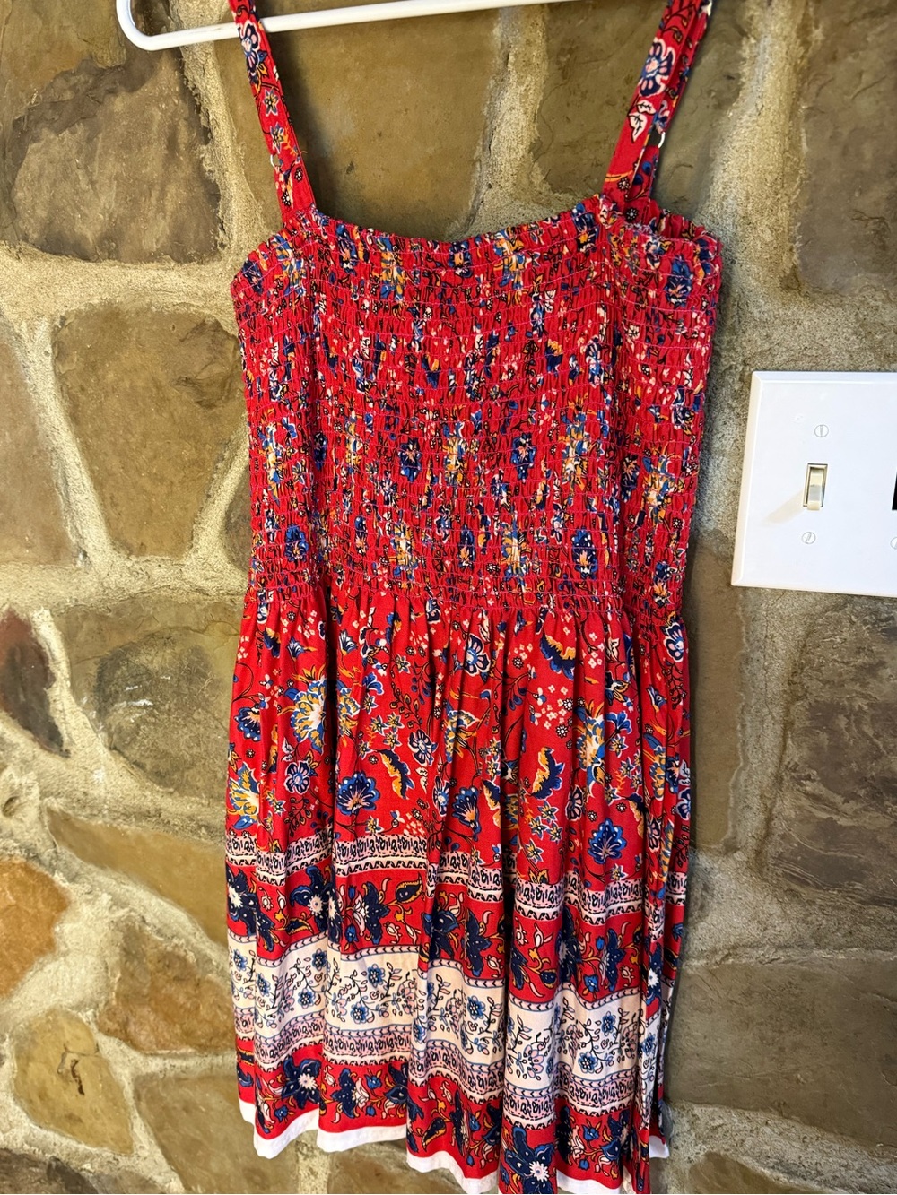 Ashley Taylor Smocked Calico Floral Sundress Large - Blue, Cream, Yellow - Picture 5 of 8